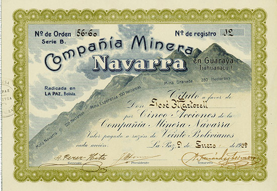 Compañia Minera Navarra en Guaraya (Tiahuanacu)