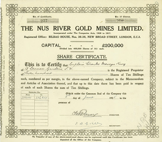 Nus River Gold Mines Limited