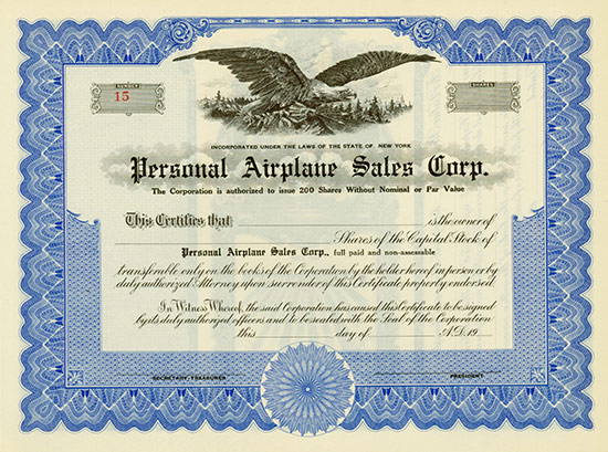 Personal Airplane Sales Corp.