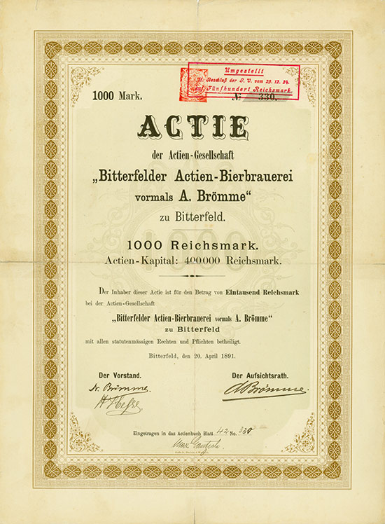 Bitterfelder Actien-Bierbrauerei vormals A. Brömme