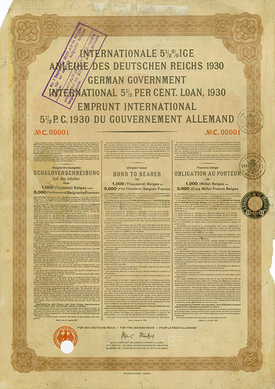 Deutsches Reich (Internationale 5,5%ige Anleihe, Young-Anleihe, belgische Ausgabe)