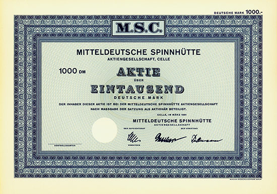 Mitteldeutsche Spinnhütte AG [2 Stück]