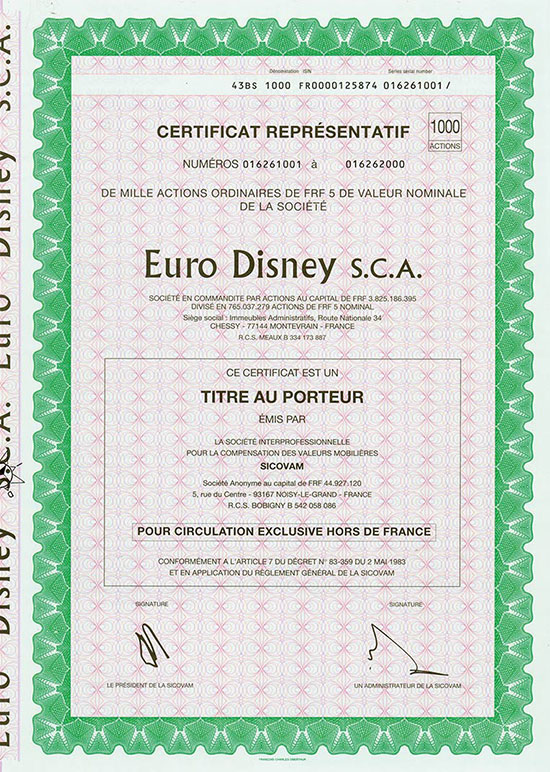 Euro Disneyland S.C.A. [4 Stück]