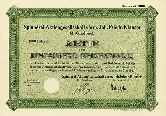 Spinnerei-Aktiengesellschaft vormals Joh. Friedr. Klauser 