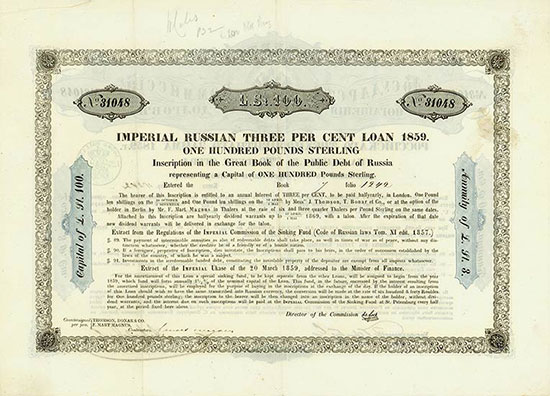 Imperial Russian 3 % Loan of 1859