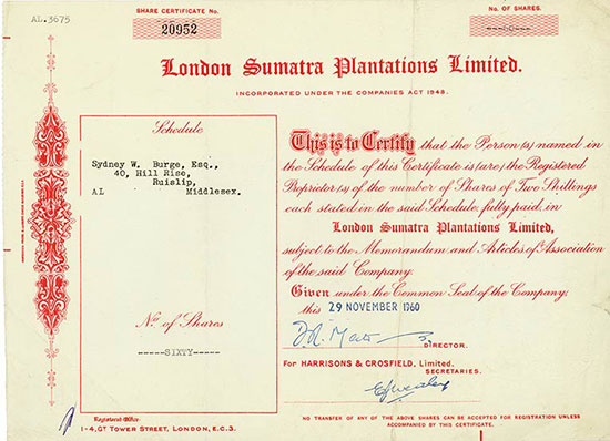 London Sumatra Plantations Limited