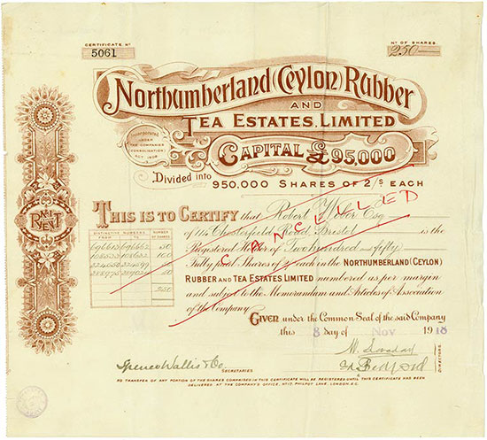 Northumberland (Ceylon) Rubber and Tea Estates, Limited