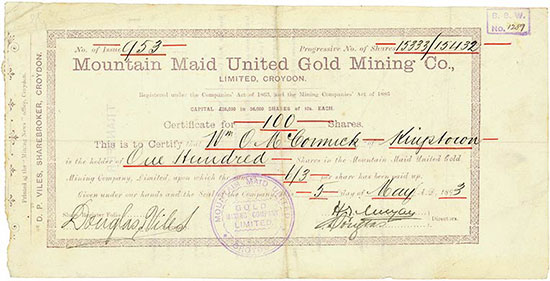 Mountain Maid United Gold Mining Co., Limited, Croydon