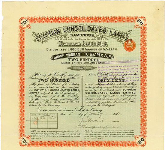 Egyptian Consolidated Lands, Limited