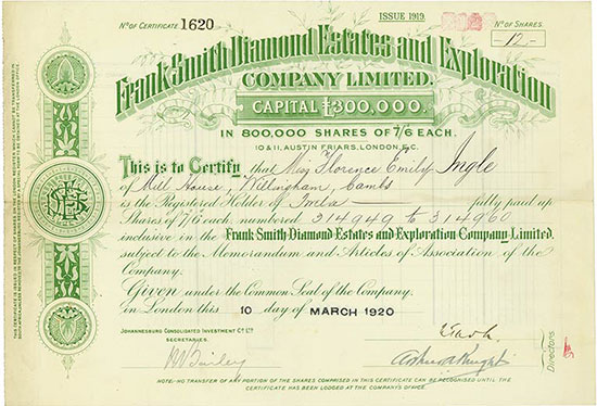 Frank Smith Diamond Estates and Exploration Company Limited