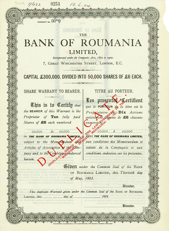 Bank of Roumania Limited
