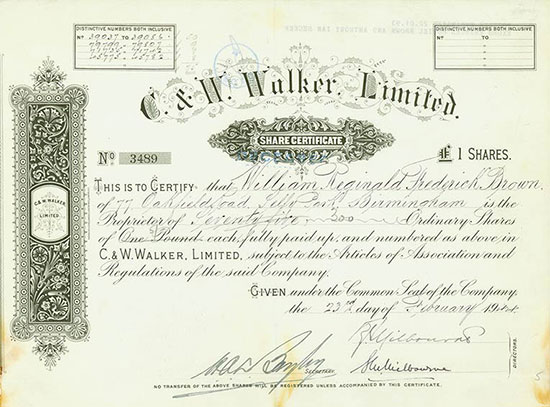 C. & W. Walker, Limited [2 Stück]