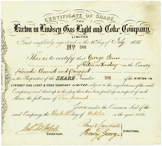 Kirton in Lindsey, Gas Light and Coke Company Limited