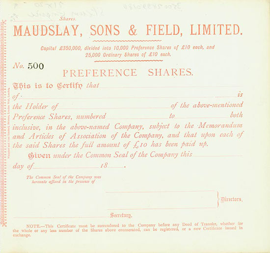 Maudslay, Sons & Field, Ltd.