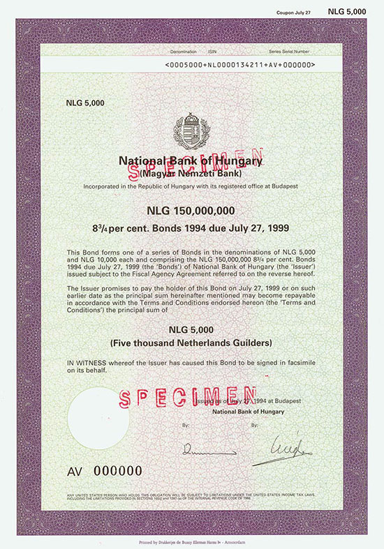 National Bank of Hungary (Magyar Nemzeti Bank) [2 Stück]
