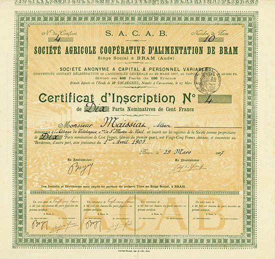 S. A. C. A. B. Société Agricole Coopérative d'Alimentation de Bram