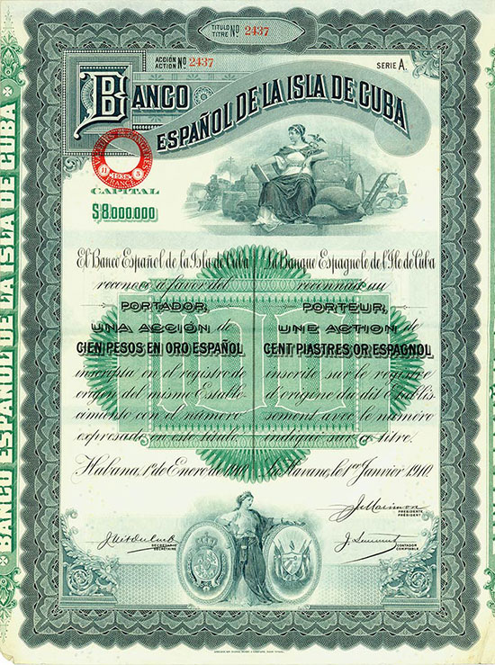 Banco Espanol de la Isla de Cuba [2 Stück]