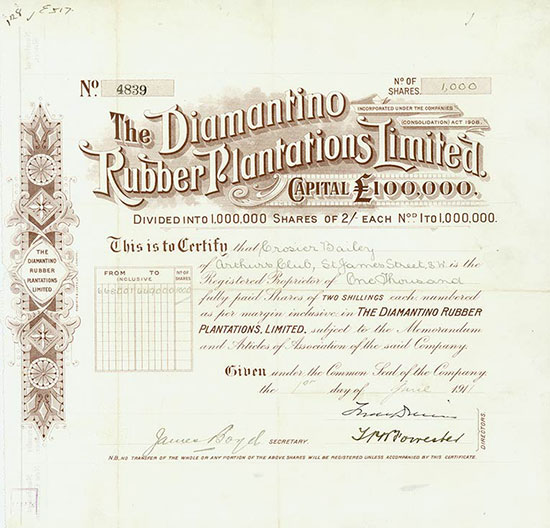 Diamantino Rubber Plantations Limited