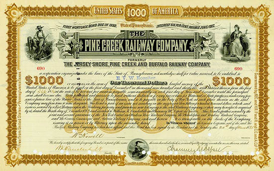 Pine Creek Railway Company Formerly The Jersey Shore, Pine Creek and Buffalo Railway Company
