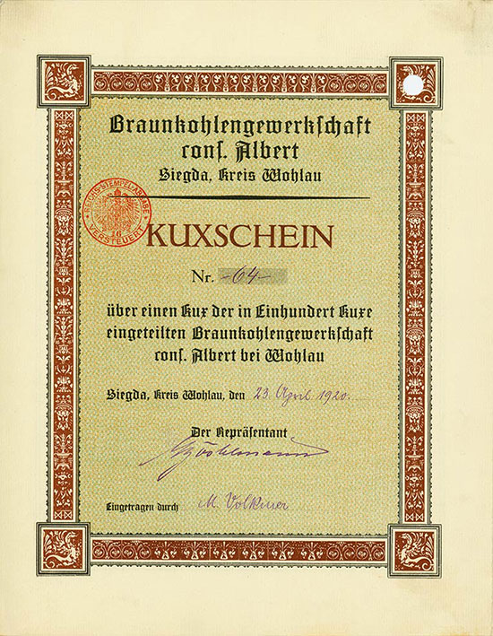 Braunkohlengewerkschaft cons. Albert