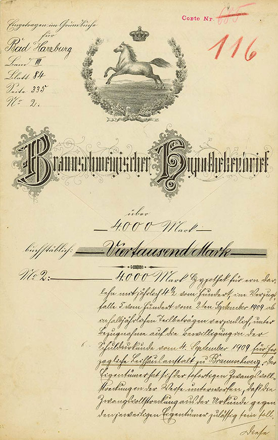 Braunschweigischer Hypothekenbrief [2 Stück]