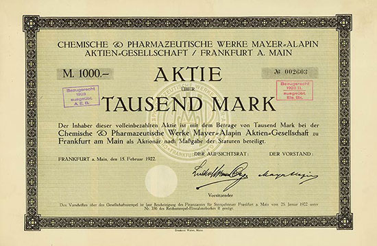 Chemische & Pharmazeutische Werke Mayer-Alapin AG