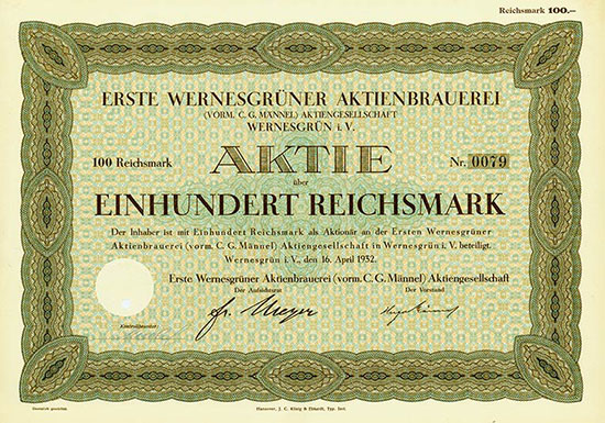 Erste Wernesgrüner Aktienbrauerei (vorm. C. G. Männel) AG