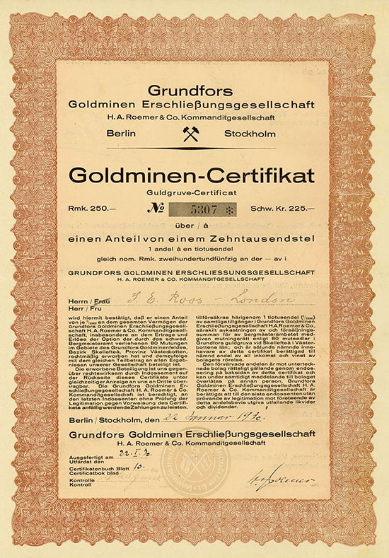 Grundfors Goldminen Erschließungsgesellschaft H. A. Roemer & Co. KG