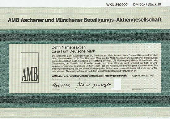 AMB Aachener und Münchener Beteiligungs-AG [3 Stück]