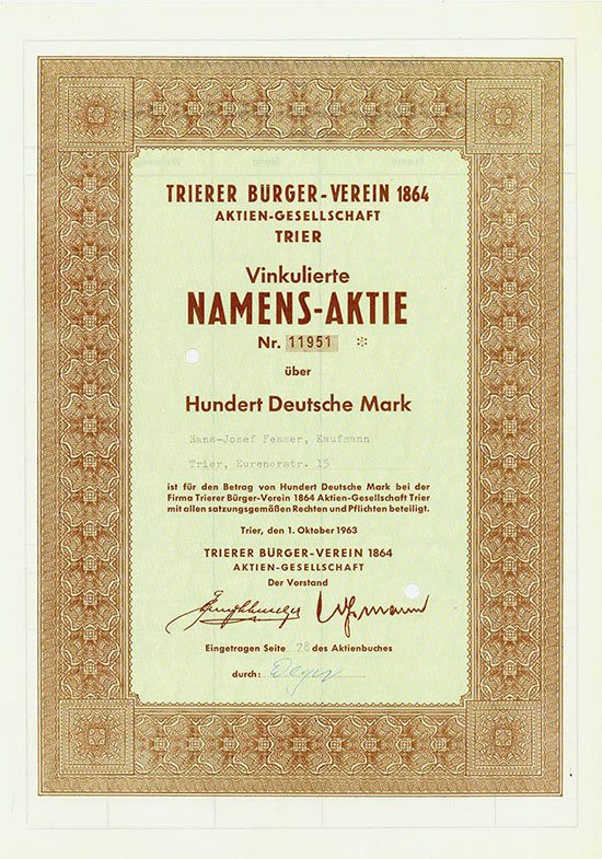 Trierer Bürger-Verein 1864 AG [2 Stück]