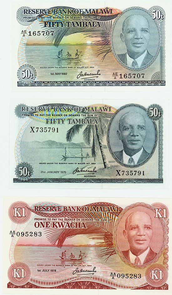 Malawi - Reserve Bank of Malawi - Pick 9c, 13d, 14b - Linzmayer B109c, B113d, B114b