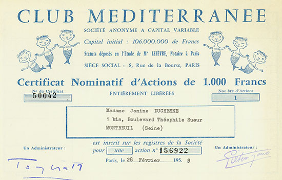 Club Mediterranee Société Anonyme a Capital Variable