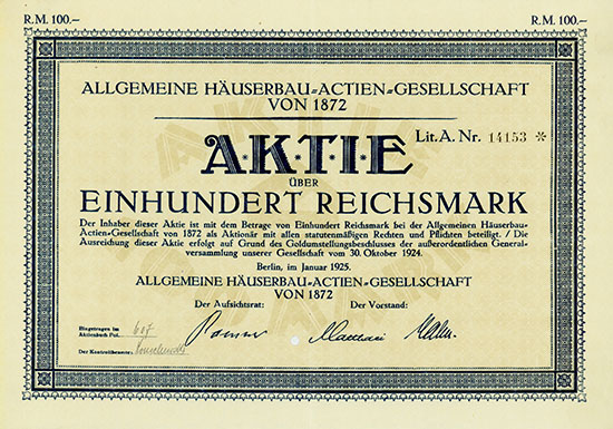Allgemeine Häuserbau-Actien-Gesellschaft von 1872