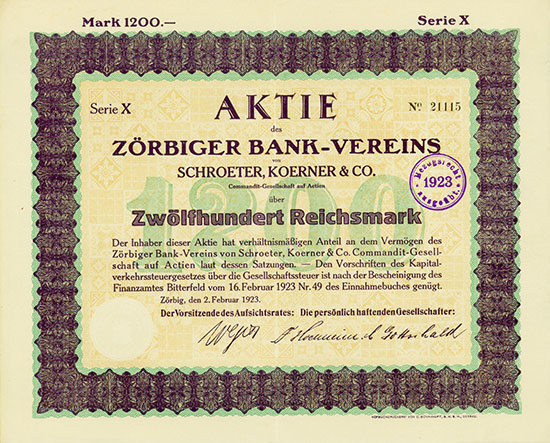 Zörbiger Bank-Verein von Schroeter, Koerner & Co. CGaA
