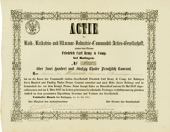 Kalk-, Kalkstein- und Marmor-Industrie-Commandit-Actien-Gesellschaft unter der Firma Friedrich Carl Remy & Comp.