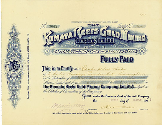 Komata Reefs Gold Mining Company, Limited