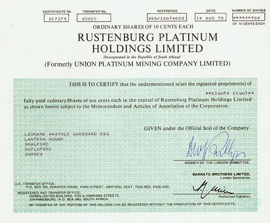 Rustenburg Platinum Holdings