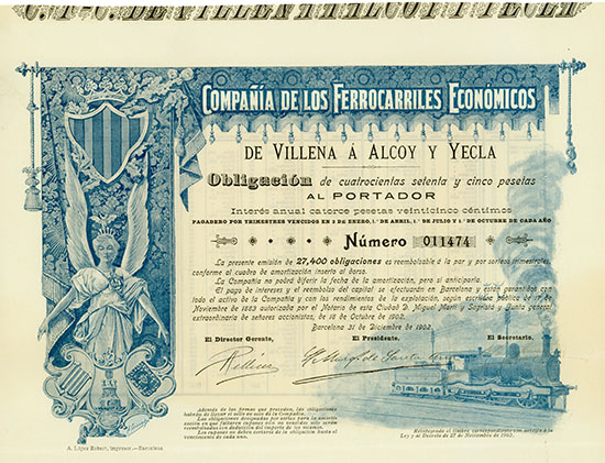 Compañia de los Ferrocarriles Económicos de Villena á Alcoy y Yecla