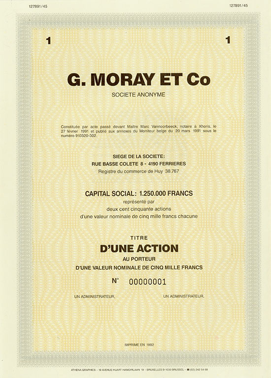 G. Moray et Co Société Anonyme