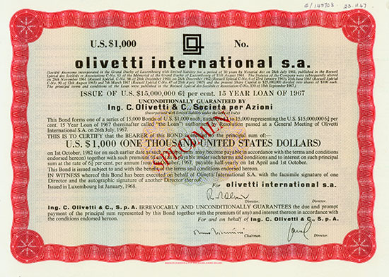 olivetti international s. a.