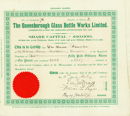 Queenborough Glass Bottle Works Limited