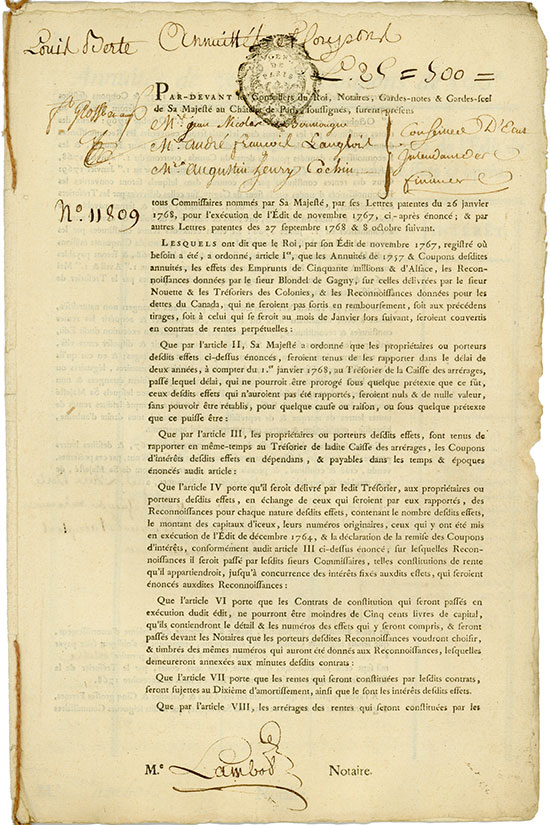 Rente Viagére - Edit de Novembre 1767