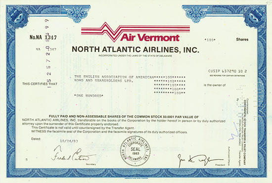 Air Vermont - North Atlantic Airlines, Inc.