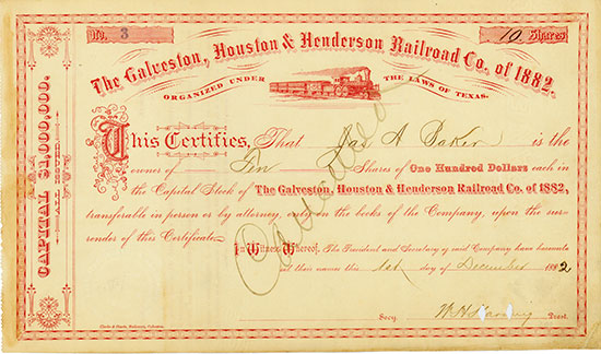 Galveston, Houston & Henderson R. R. Co. of 1882
