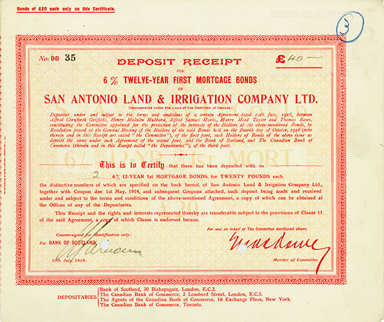 San Antonio Land and Irrigation Company, Limited