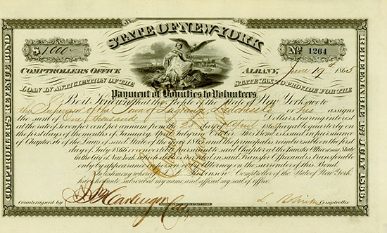 State of New York - Payment of Bounties to Volunteers