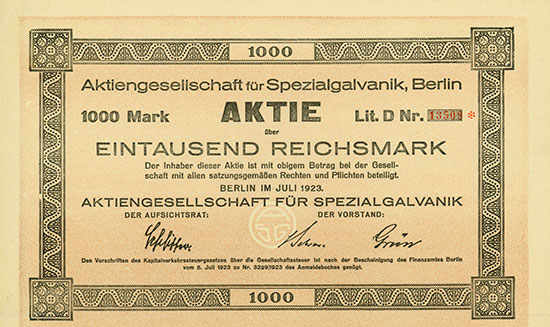 Aktiengesellschaft für Spezialgalvanik