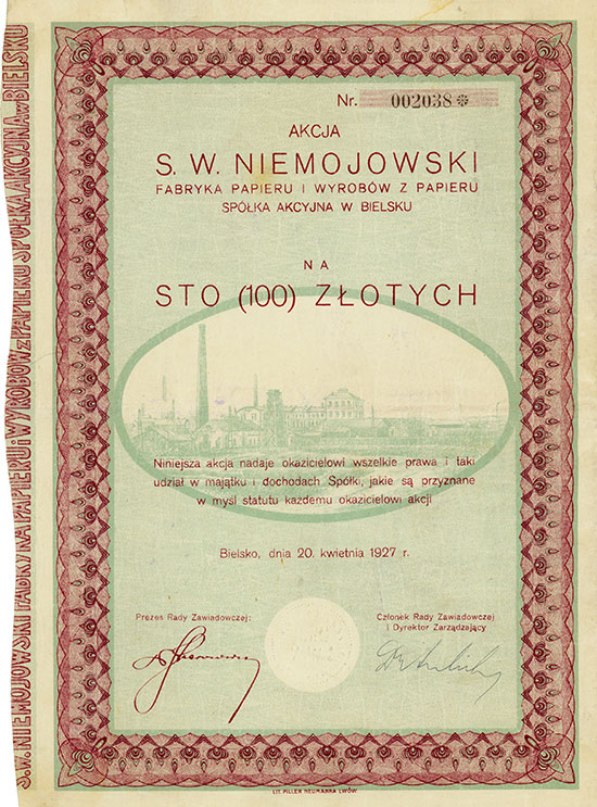 S. W. Niemojowski Fabryka Papieru i Wyrobów z Papieru [8 Stück]