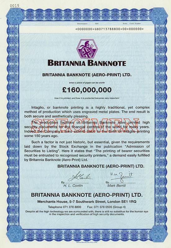 Britannia Banknote (Aero-Print) Ltd.