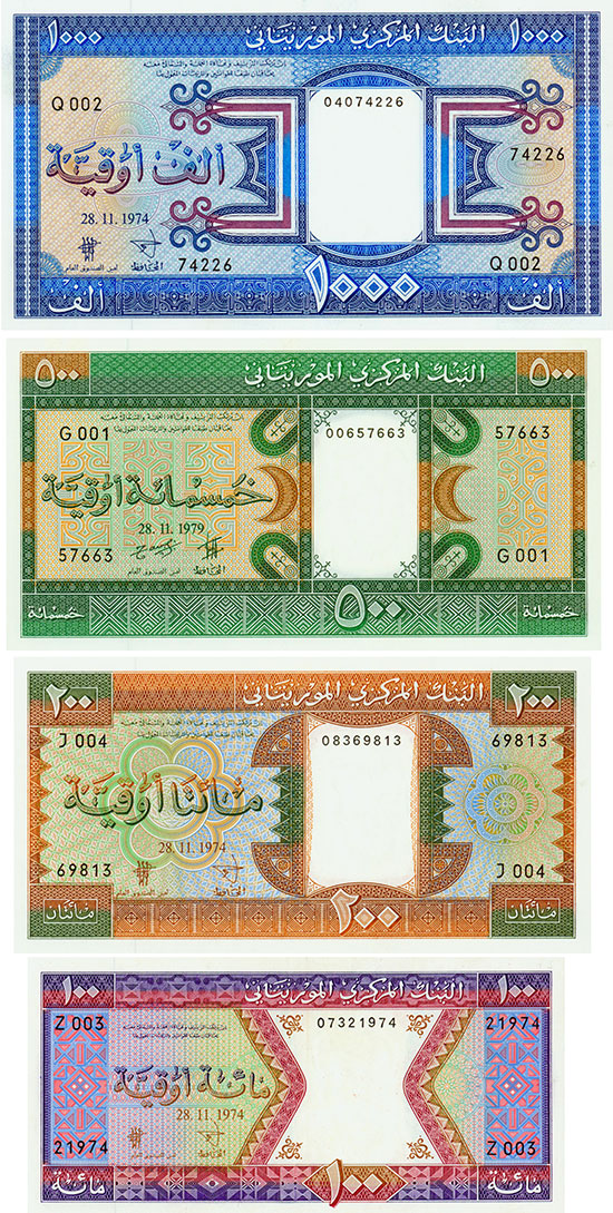 Mauretania - Banque Centrale de Mauritanie - Pick 4a, 5a, 6a, 7a - Linzmayer B104a, B105a, B106a, B107a